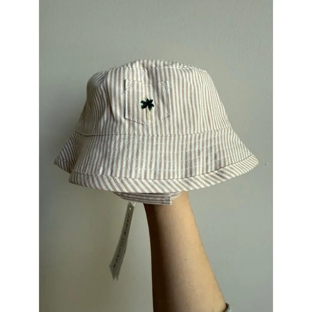 NWT Baby Yellow and White Palm Bucket Hat
